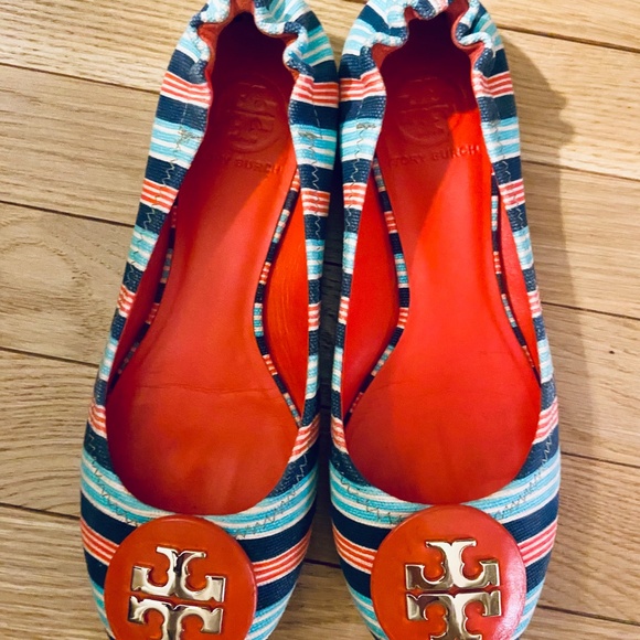 Tory Burch Striped Reva Flats – Preppy Classic - Picture 2 of 5